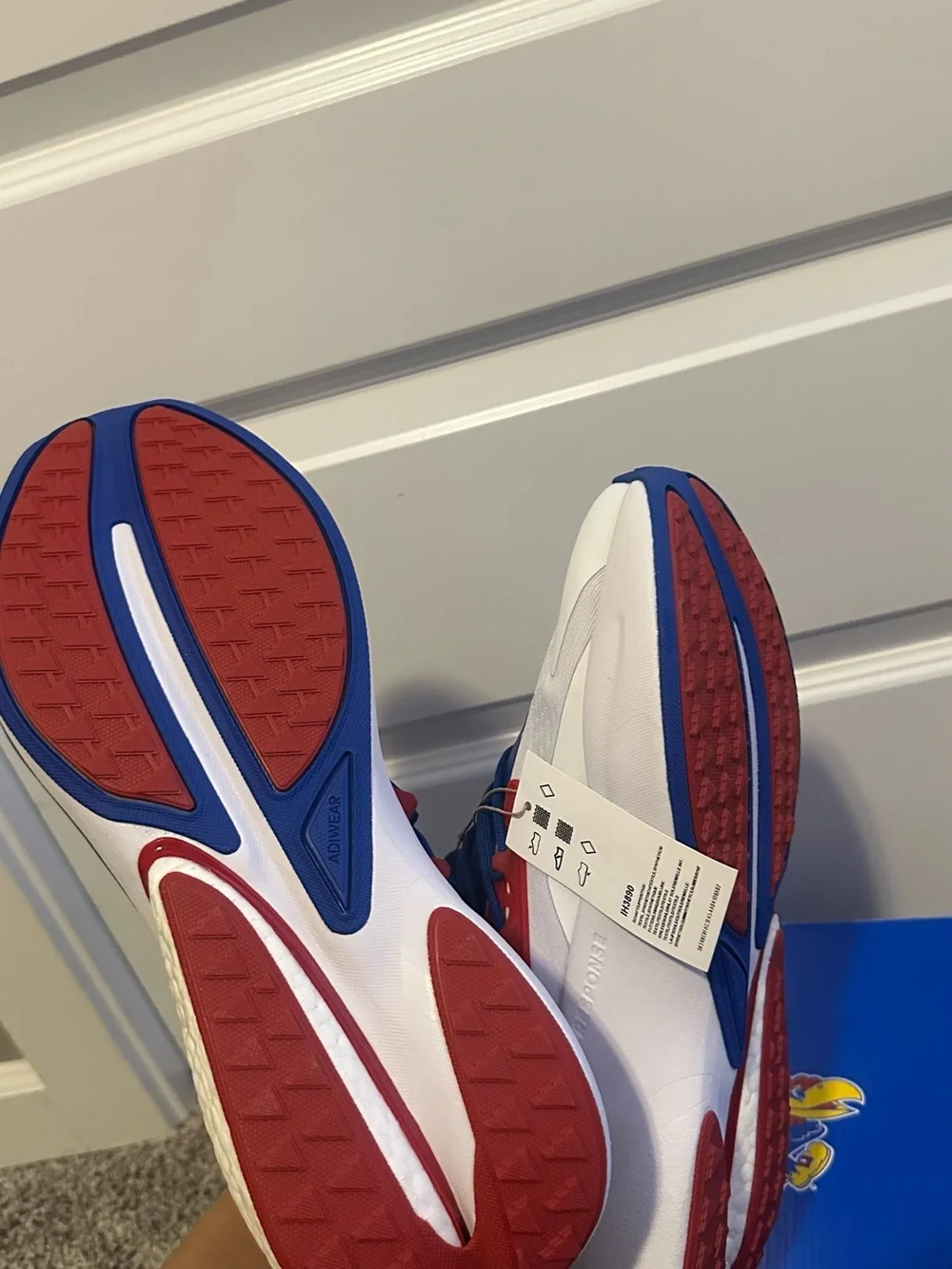 adidas Alphaboost V2 White Blue Red Athletic Shoes